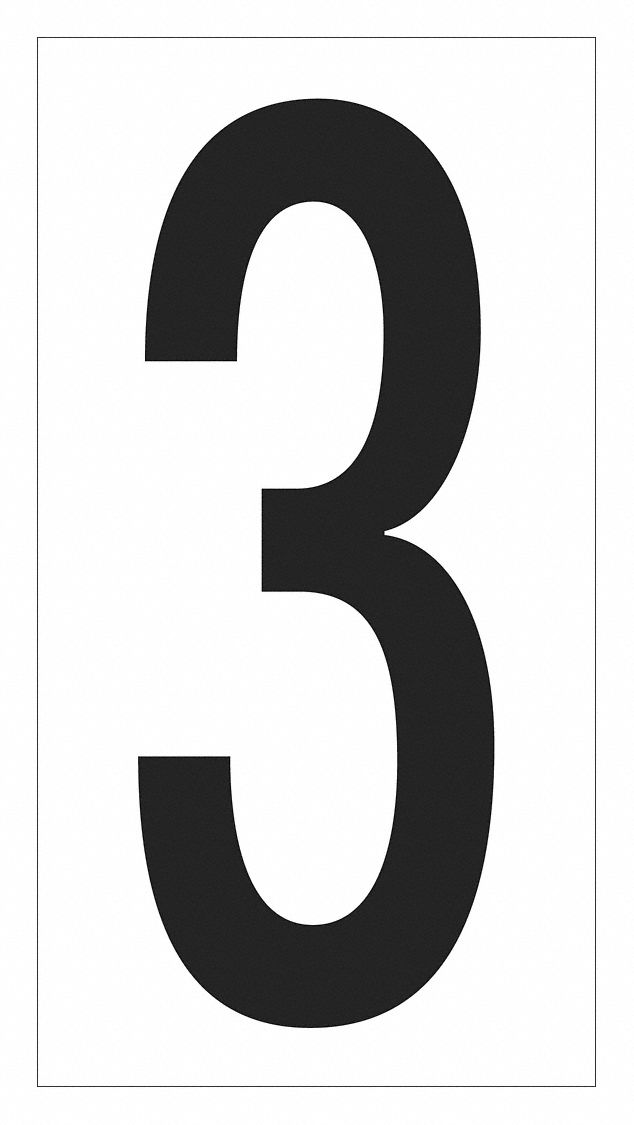 NumberLabel, Vinyl, 4inH, 2-1/8inW, PK50