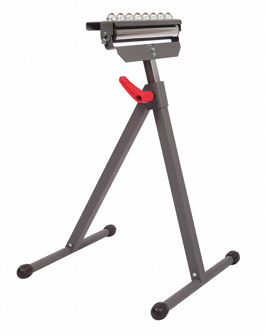 Convertible Material Support Stand: 11 1/2 in Roller Wd, 28 in Overall Wd, 28 in Min. Ht, Steel