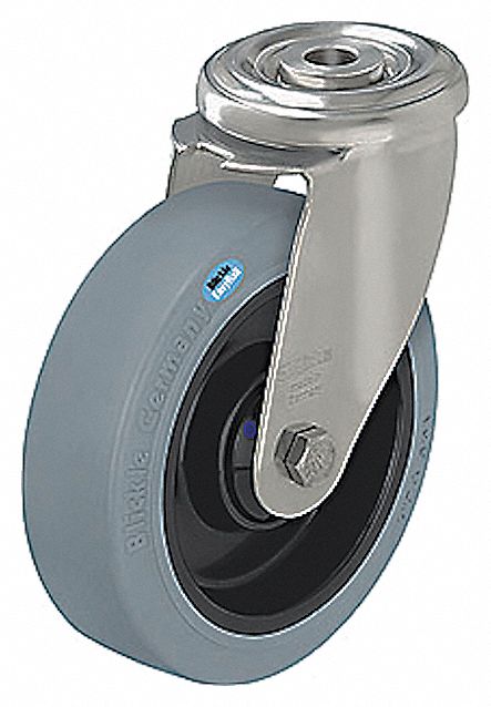 Corrosion-Resistant Bolt-Hole Caster: 4 7/8 in Wheel Dia., 330 lb, Swivel Caster