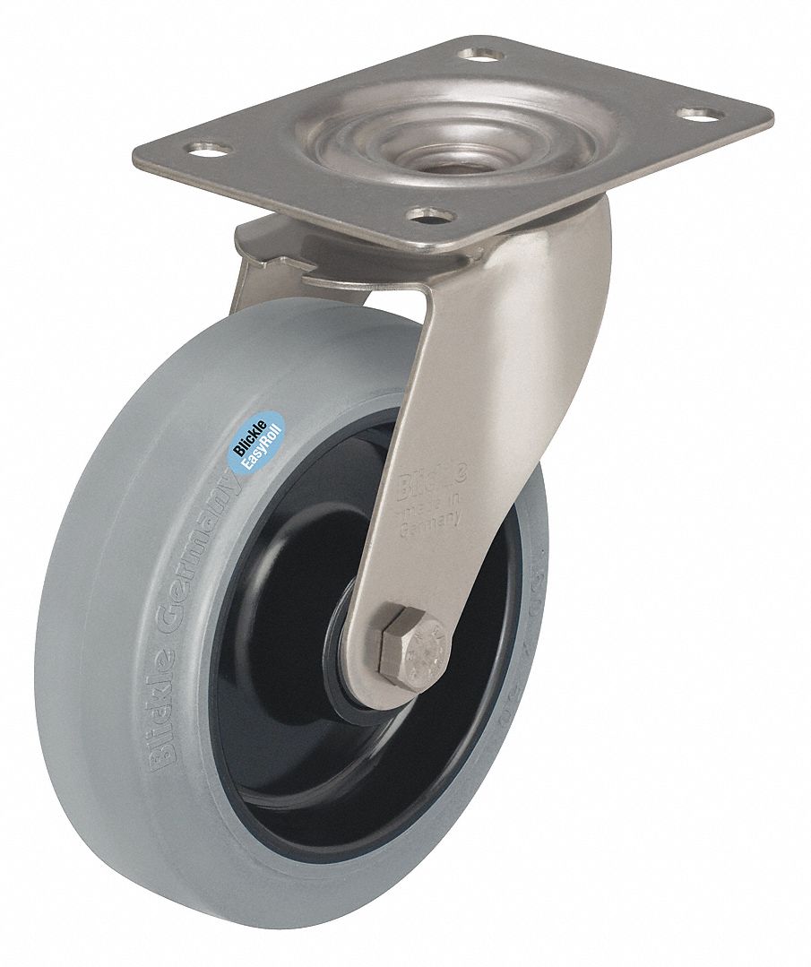 Plate Caster Swivel Rubber 4 15/16 H