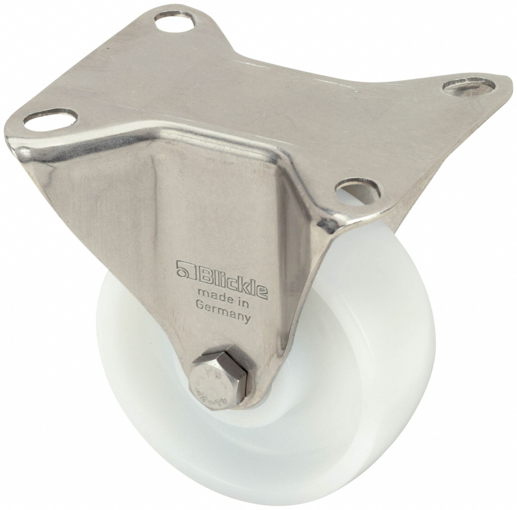 Plate Caster: Corrosion-Resistant, Rigid, 3 1/8 in Wheel Dia, 1 1/4 in Wheel Wd