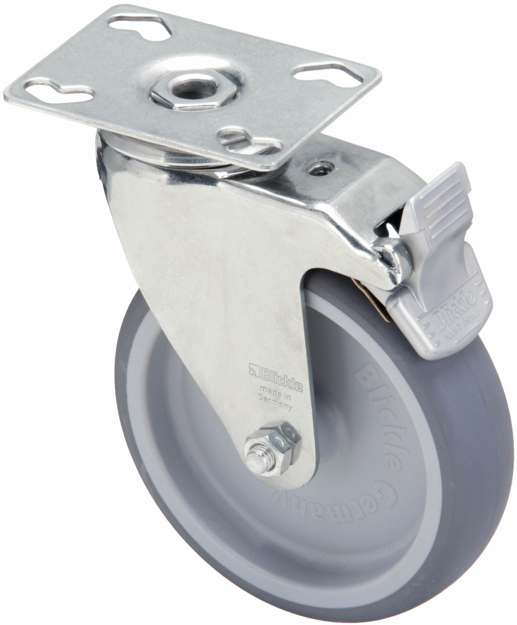 CORROSION-RESISTANT STANDARD PLATE CASTER, 4⅞ IN WHEEL DIAMETER, 265 LB, SOFT, PLAIN