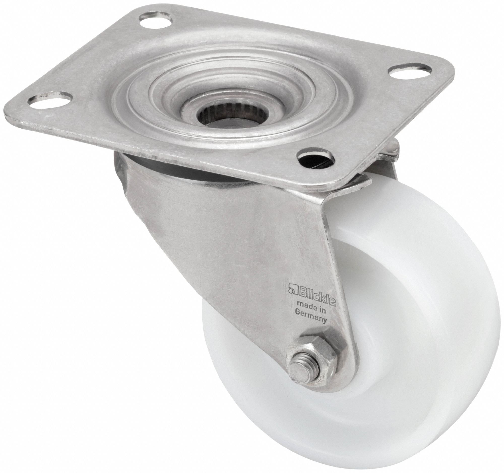 CORROSION-RESISTANT STANDARD PLATE CASTER, 4⅞ IN WHEEL DIAMETER, 330 LB, NYLON, HARD