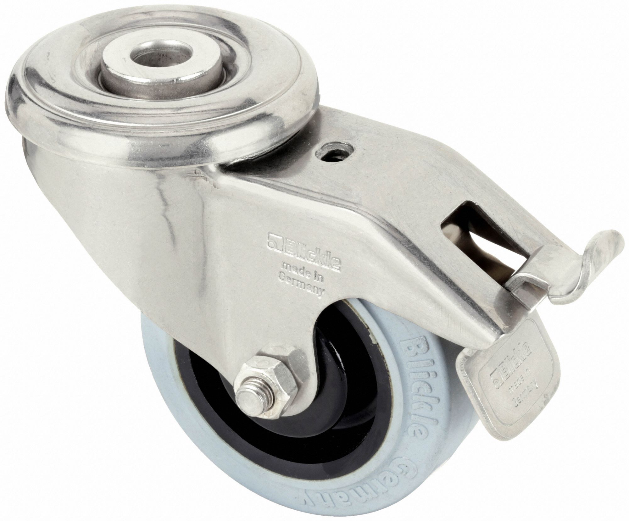 Corrosion-Resistant Bolt-Hole Caster: 3 1/16 in Wheel Dia., 305 lb, 4 in Mounting Ht