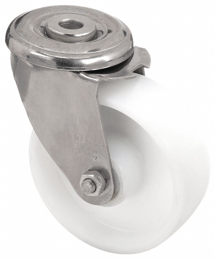 Corrosion-Resistant Bolt-Hole Caster: 3 7/8 in Wheel Dia., 330 lb, Swivel Caster