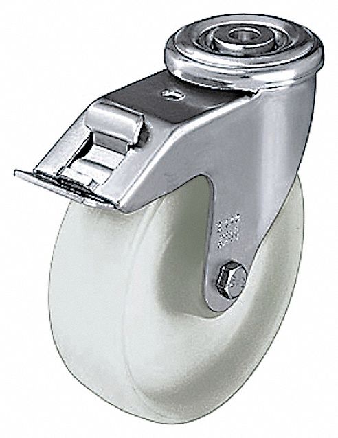Corrosion-Resistant Bolt-Hole Caster: 4 7/8 in Wheel Dia., 330 lb, Nylon, Hard