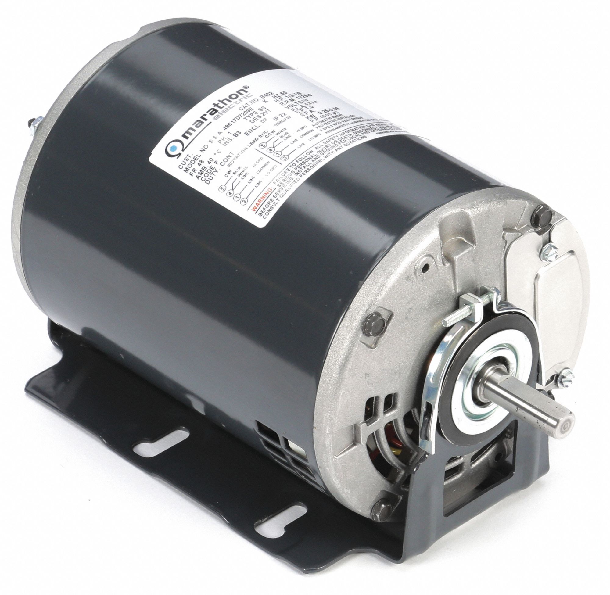 MARATHON MOTORS Belt Drive Motor, 1/3; 7/64 HP, SplitPhase, Nameplate