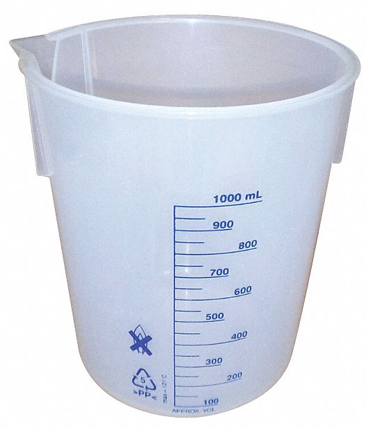 Lab Safety Supply Plastic Beaker Intermediate Form With Handle 50 To 1000ml 1 Ea 44yw68 44yw68 Grainger