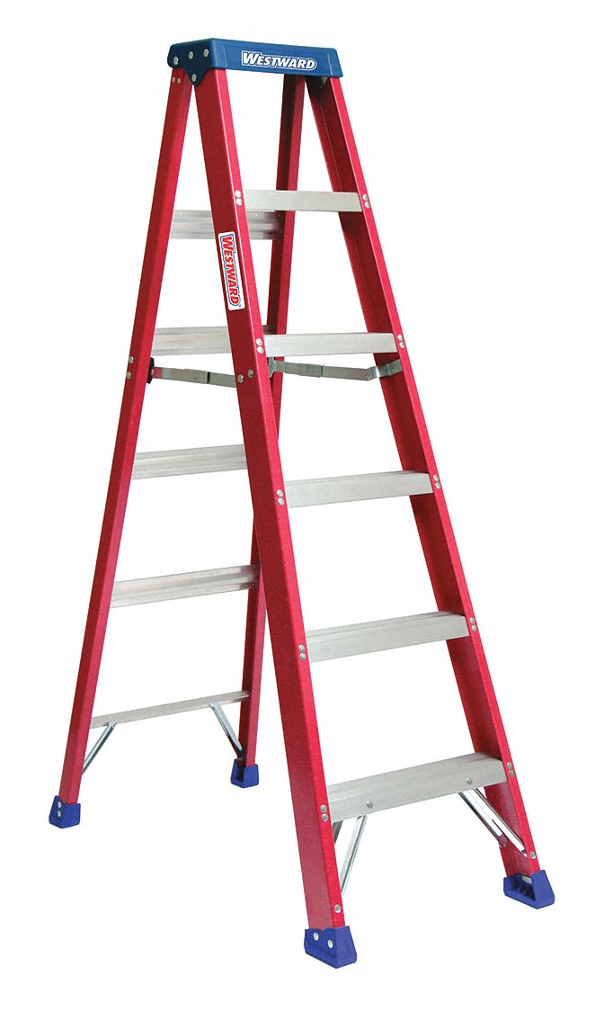 WESTWARD, 6 ft Ladder Size, Fiberglass, Stepladder - 44YY19|44YY19 ...