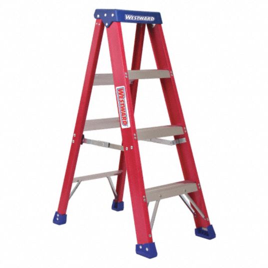 WESTWARD Stepladder: 4 ft Ladder Ht, 3 Steps, 300 lb Load Capacity, 28 ...