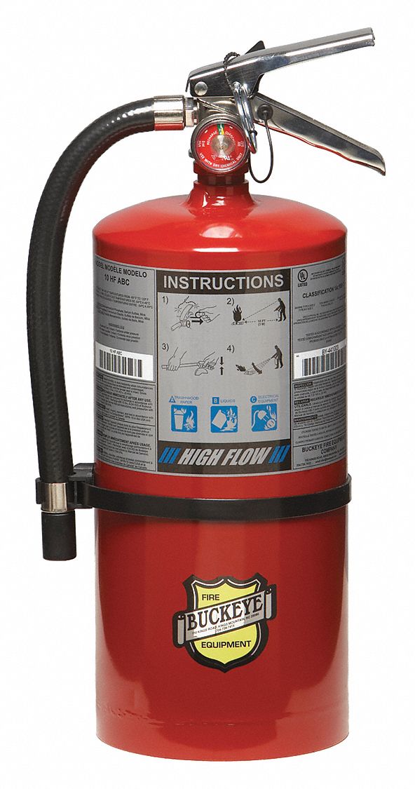 Fire Extinguisher: 10 lb Extinguisher Capacity, 1A:20B:C, Monoammonium Phosphate