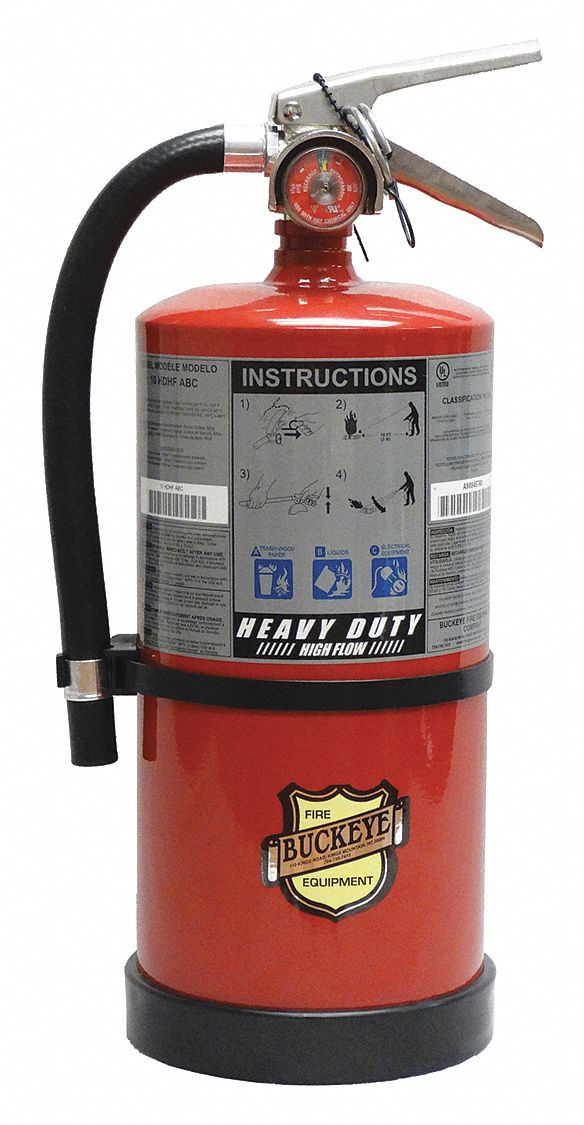 Fire Extinguisher: 10 lb Extinguisher Capacity, 1A:20B:C, Monoammonium Phosphate, 11351