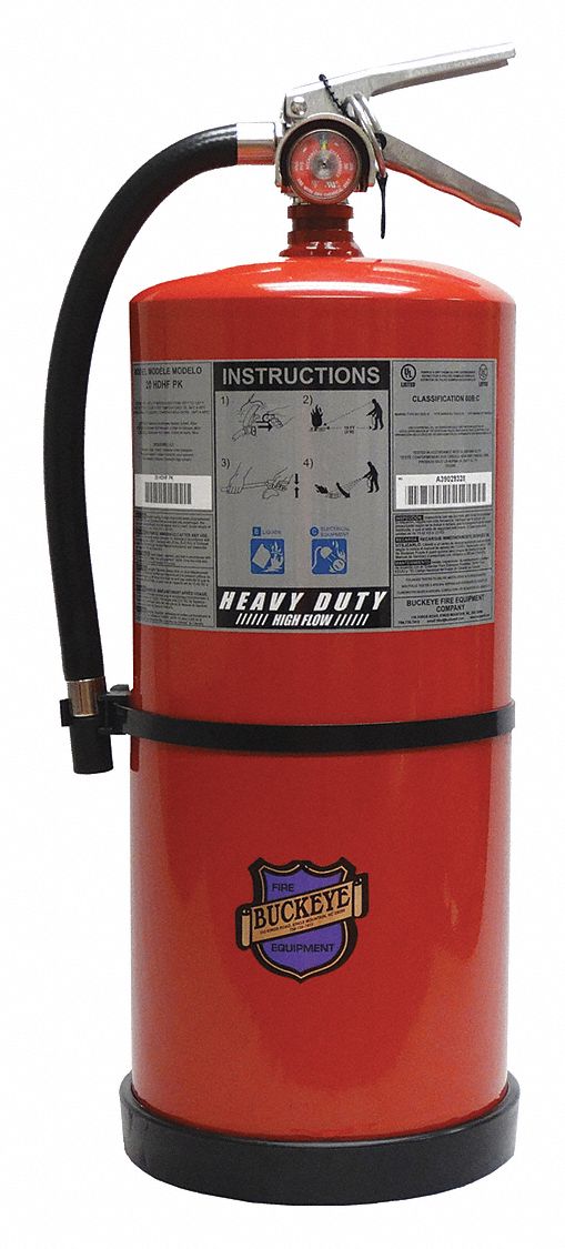 BUCKEYE Fire Extinguisher Potassium Bicarbonate, BC, 20 lb Capacity