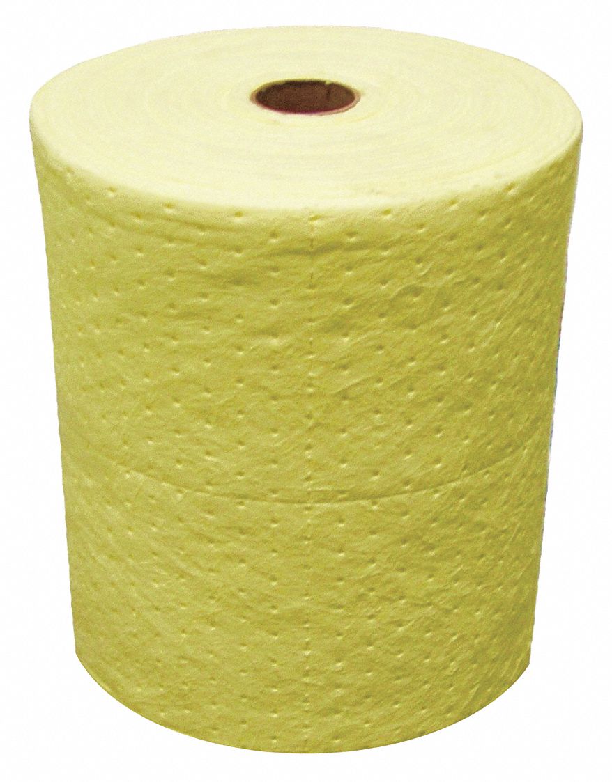Absorbent Roll, Chem/Hazmat, YLW, 150ft L
