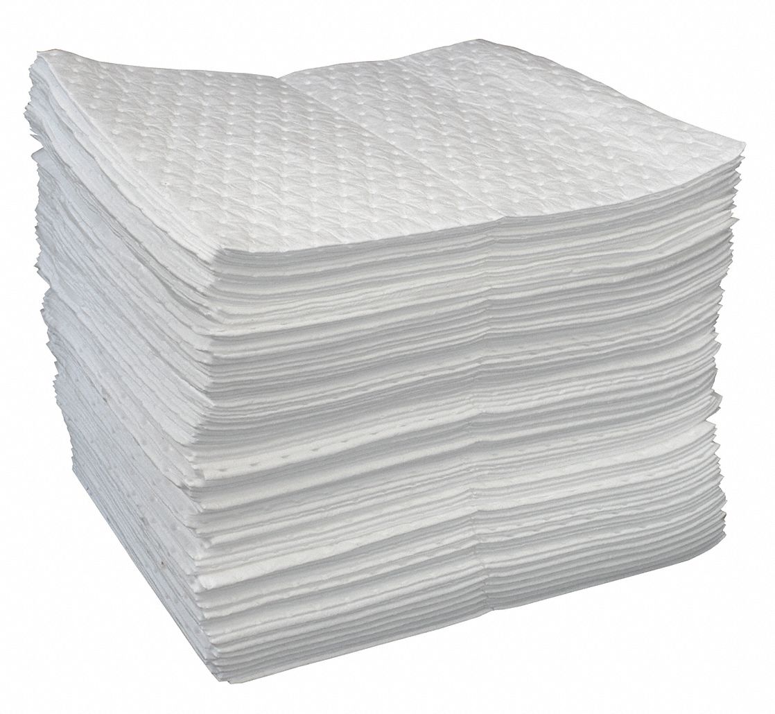 Absorb Pad, Oil-Based Liquids, White, PK100