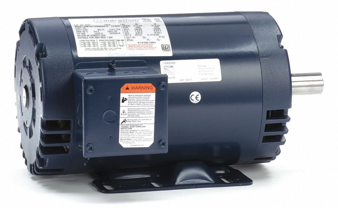 General Purpose Motor: Open Drip Proof, Rigid Base Mount, 3 HP, 3500 rpm Nameplate RPM