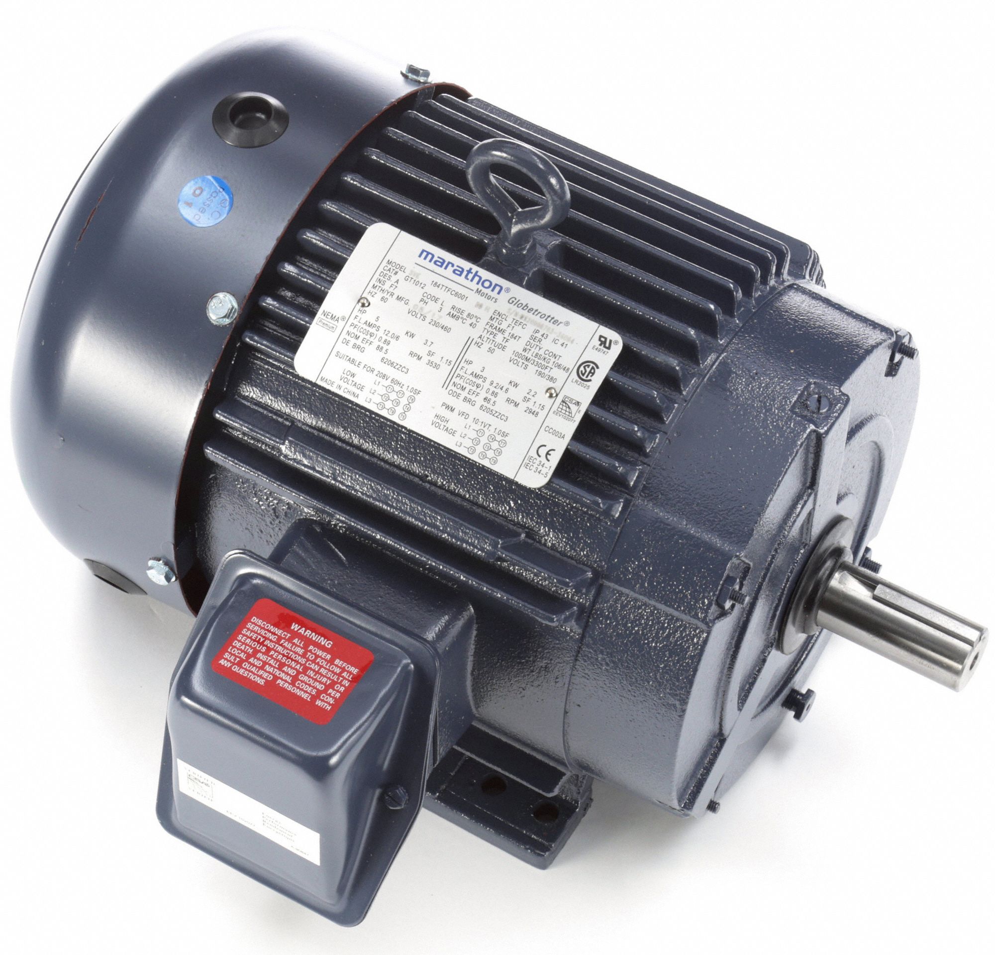 MARATHON MOTORS General Purpose Motor, 5 HP, 3Phase, Nameplate RPM