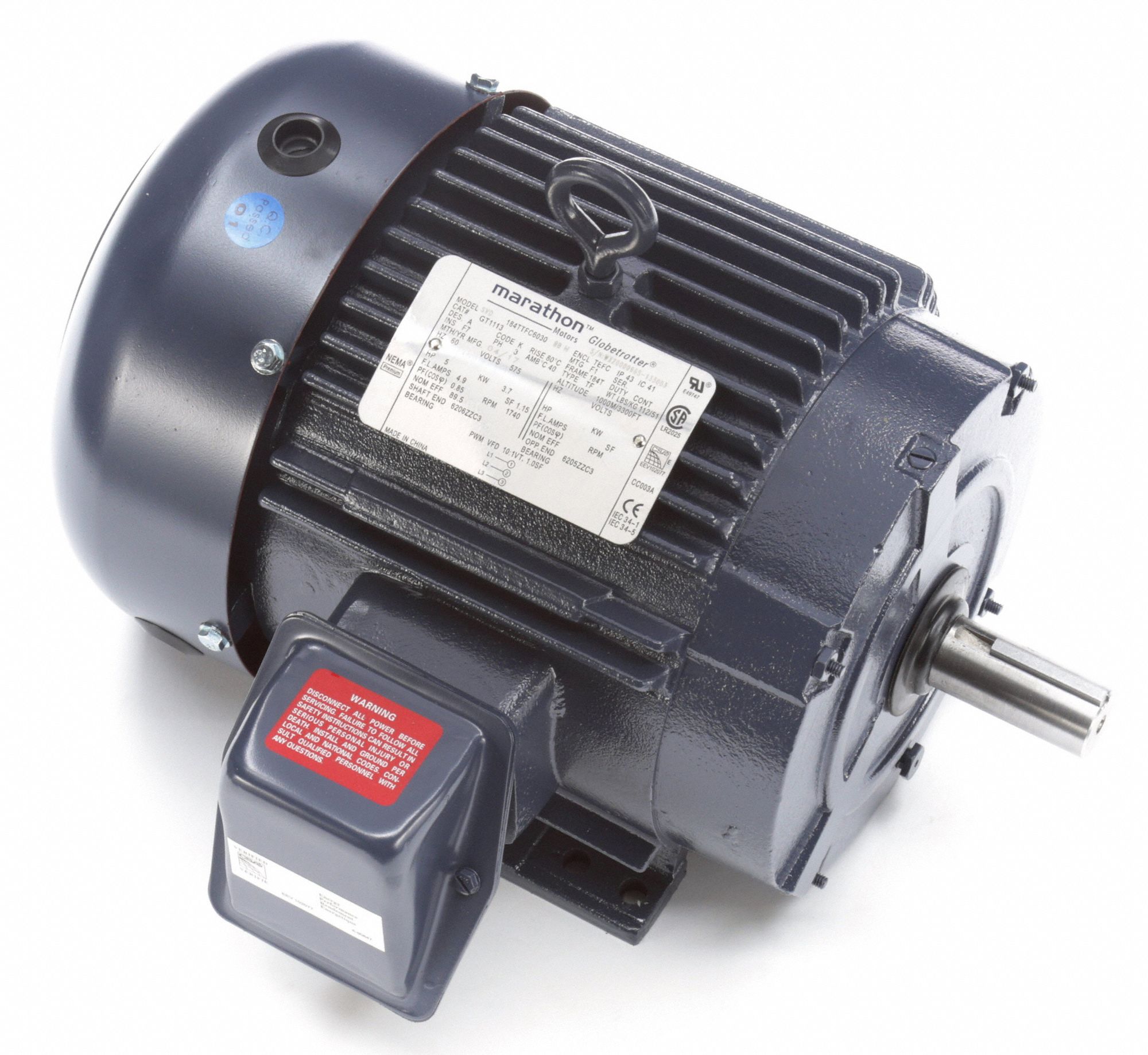 MARATHON MOTORS General Purpose Motor, 5 HP, 3Phase, Nameplate RPM