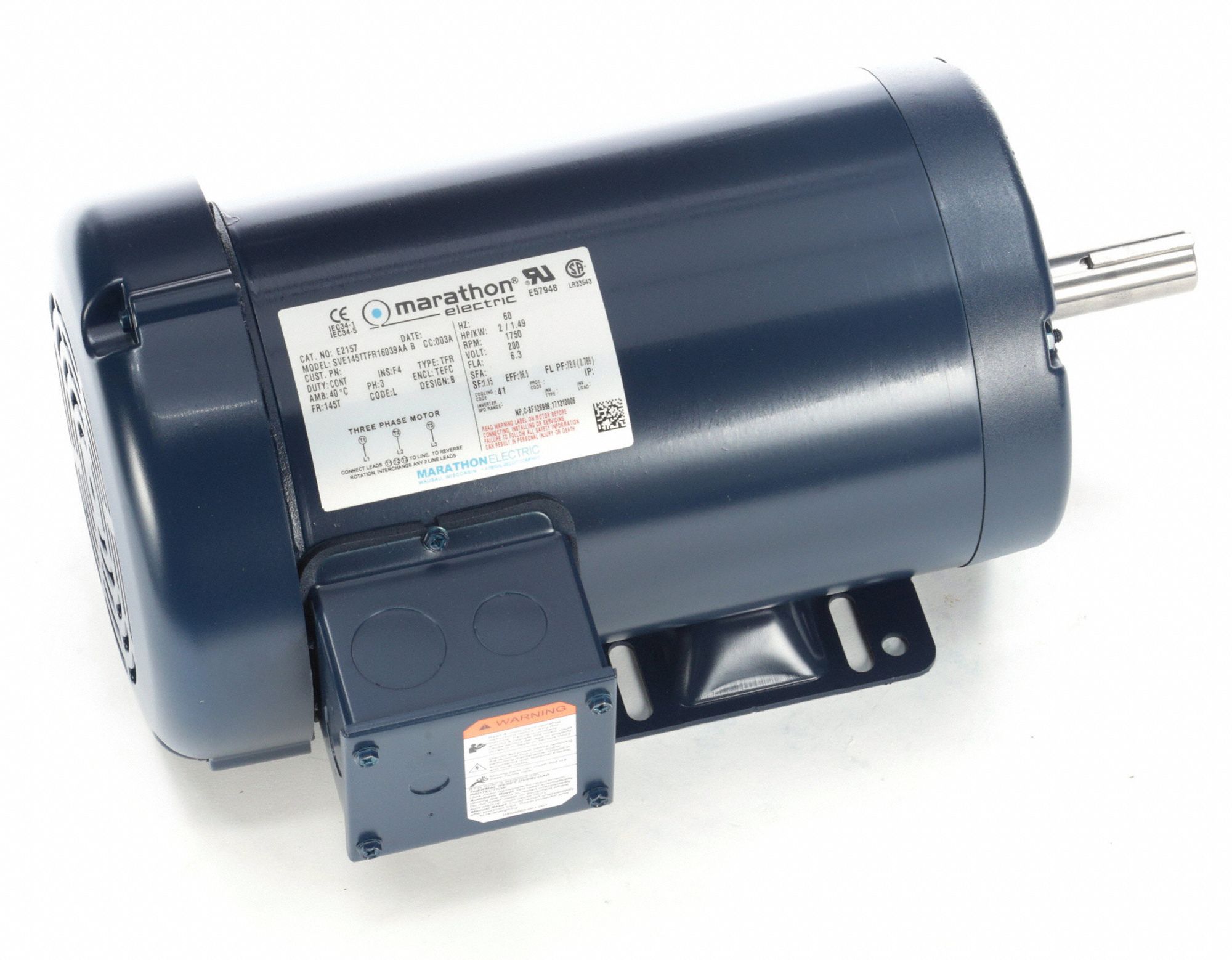 MARATHON MOTORS General Purpose Motor, 2 HP, 3-Phase, Nameplate RPM ...