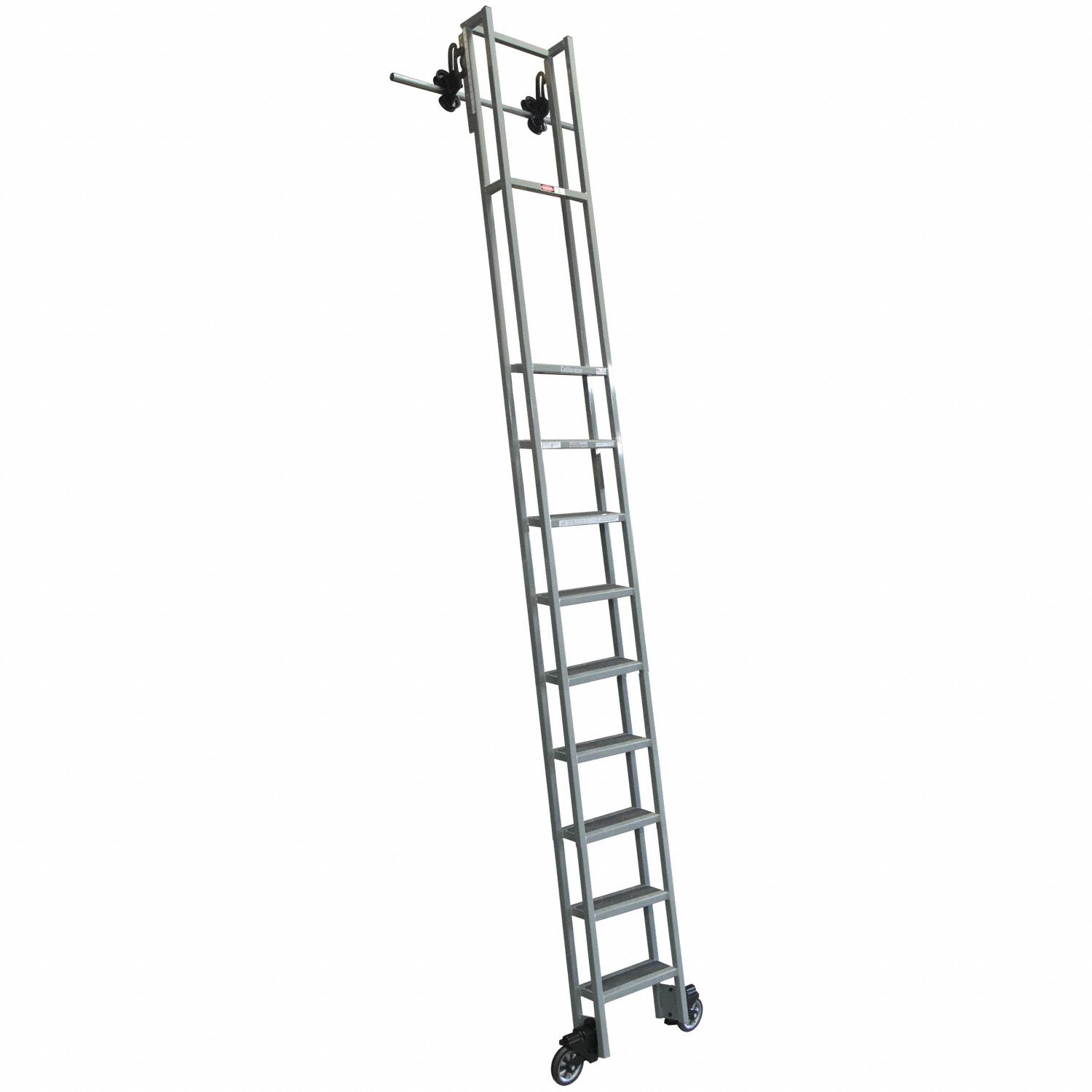 COTTERMAN Single Track Ladder, 90 in Top Step Height, Abrasive Mat Step ...