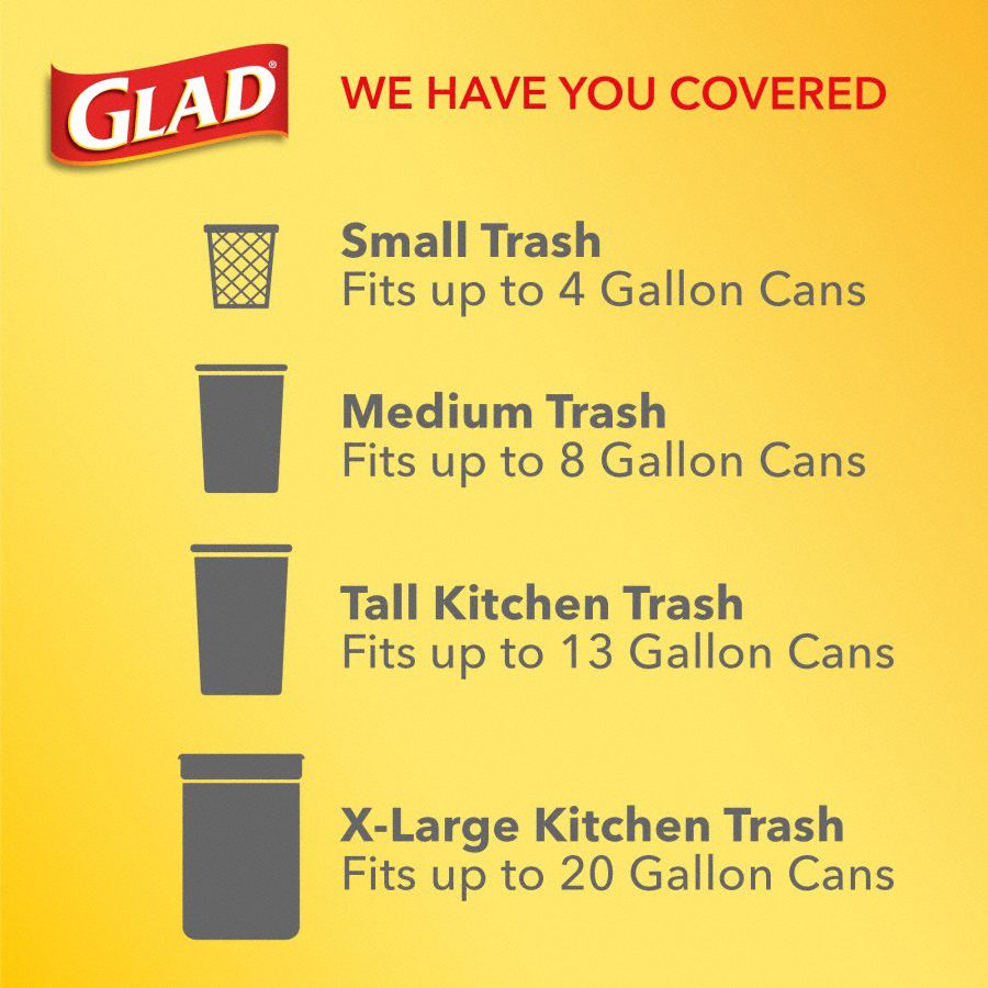 GLAD Trash Bag, 13 gal, LLDPE, Coreless Roll, White, PK 45 44ZC22