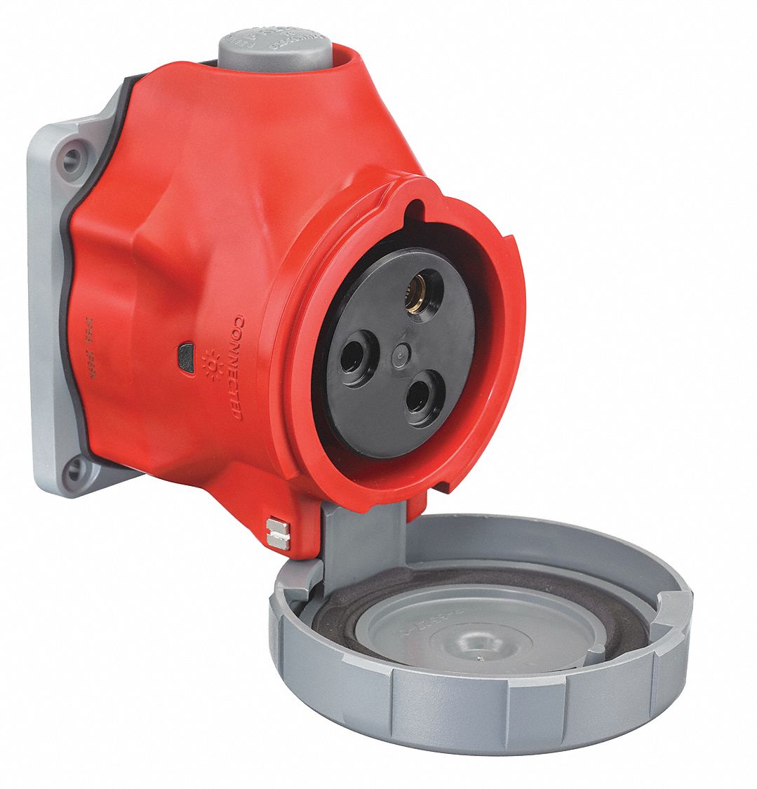 Pin and Sleeve Receptacle: 30 A, 480V AC, 10 hp Horsepower Rating, IEC Grounding, Red
