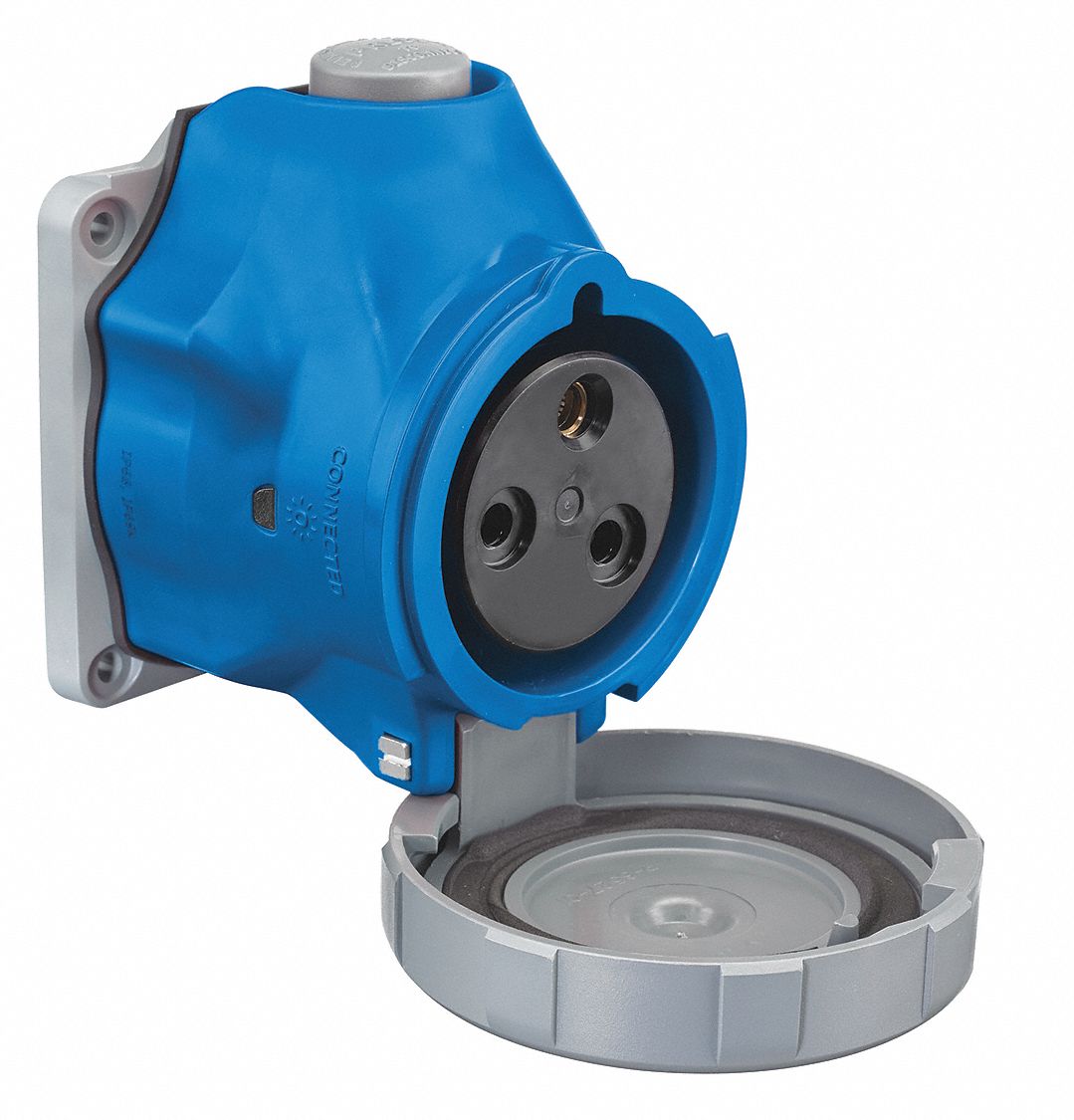 WATERTIGHT PIN AND SLEEVE RECEPTACLE, 60/63 A, 250V AC/220 TO 250V AC, 7 1/2 HORSEPOWER RATING