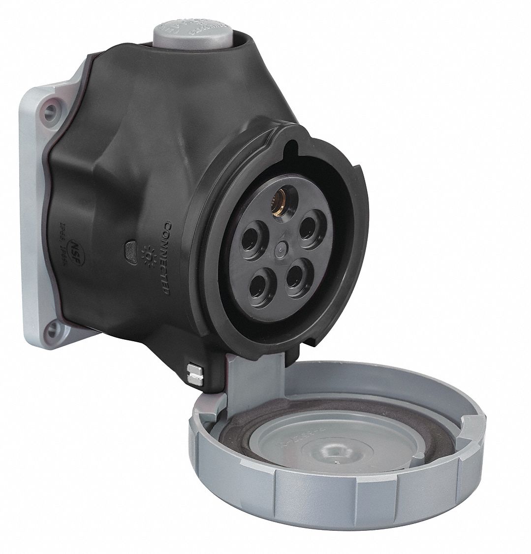 Pin and Sleeve Receptacle: 30 A, 347/600V AC, 30 hp Horsepower Rating, IEC Grounding, Black