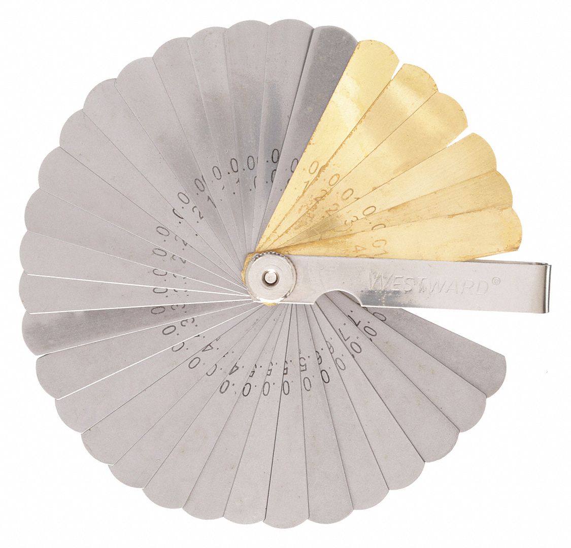 WESTWARD, Inch, 36 Feeler Blades, Feeler Gauge Set 44ZE4944ZE49