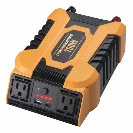 POWER DRIVE Inverter, 115VAC, 12VDC, 2Outlet 44ZE70PD750 Grainger