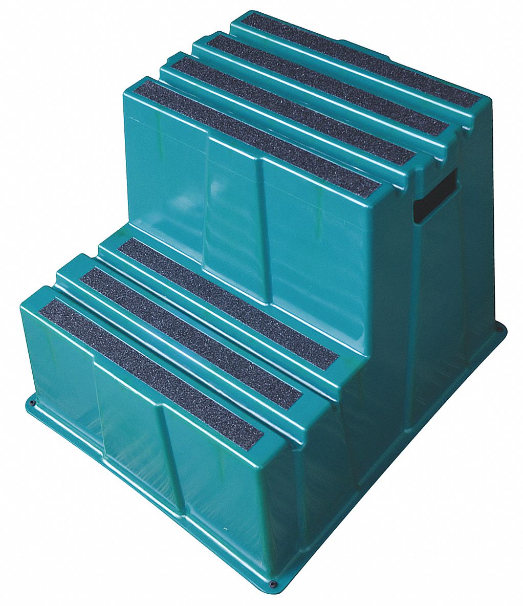STEP STOOL, 2 STEPS, 1.6 FT OVERALL H, 500 LB LOAD CAPACITY, PLASTIC, 1.6 FT STANDING H