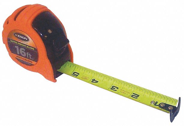 TAPE MEASURE,16 FT,1/8 IN,ORANGE COLOR