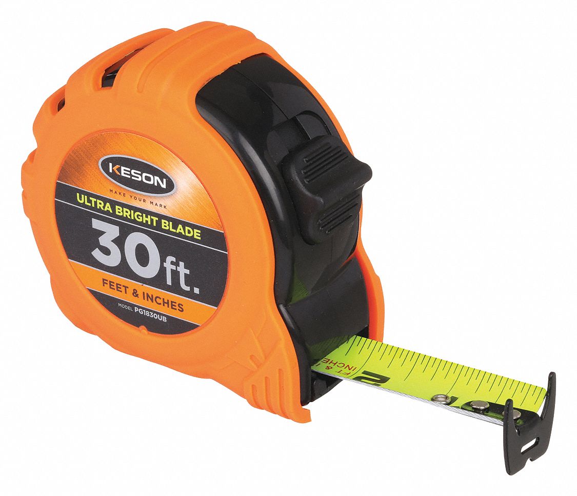 TAPE MEASURE,30 FT,1/8 IN,ORANGE COLOR