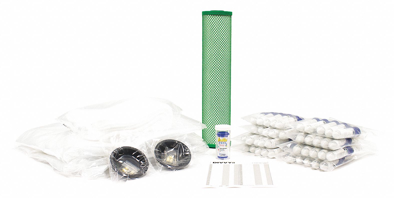 Water Purification Consumables Kit: 20,000 gal Capacity, 11 in Open Ht, 22 in Open Wd, Natural