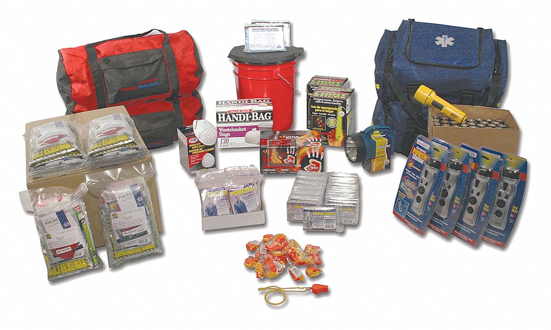 Emergency Supply Assortment: 3,936 Components, 50, Natural, 30 in Ht, 48 in Wd