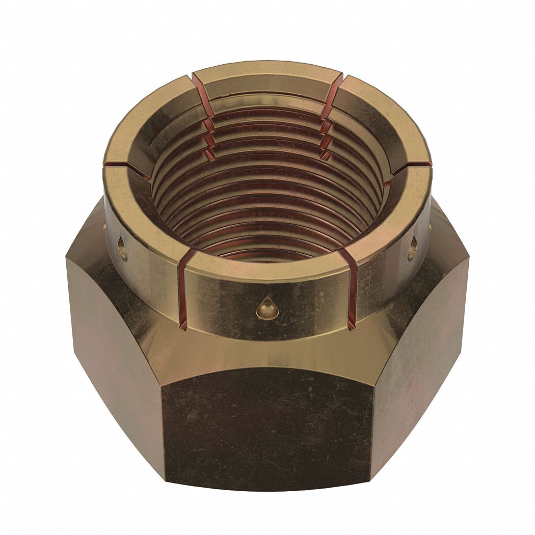 Lock Nut: Flex Top, Std Hex, 7/8"-14 Thread Size, Steel, Grade 2, Cadmium-Plated, 5 PK