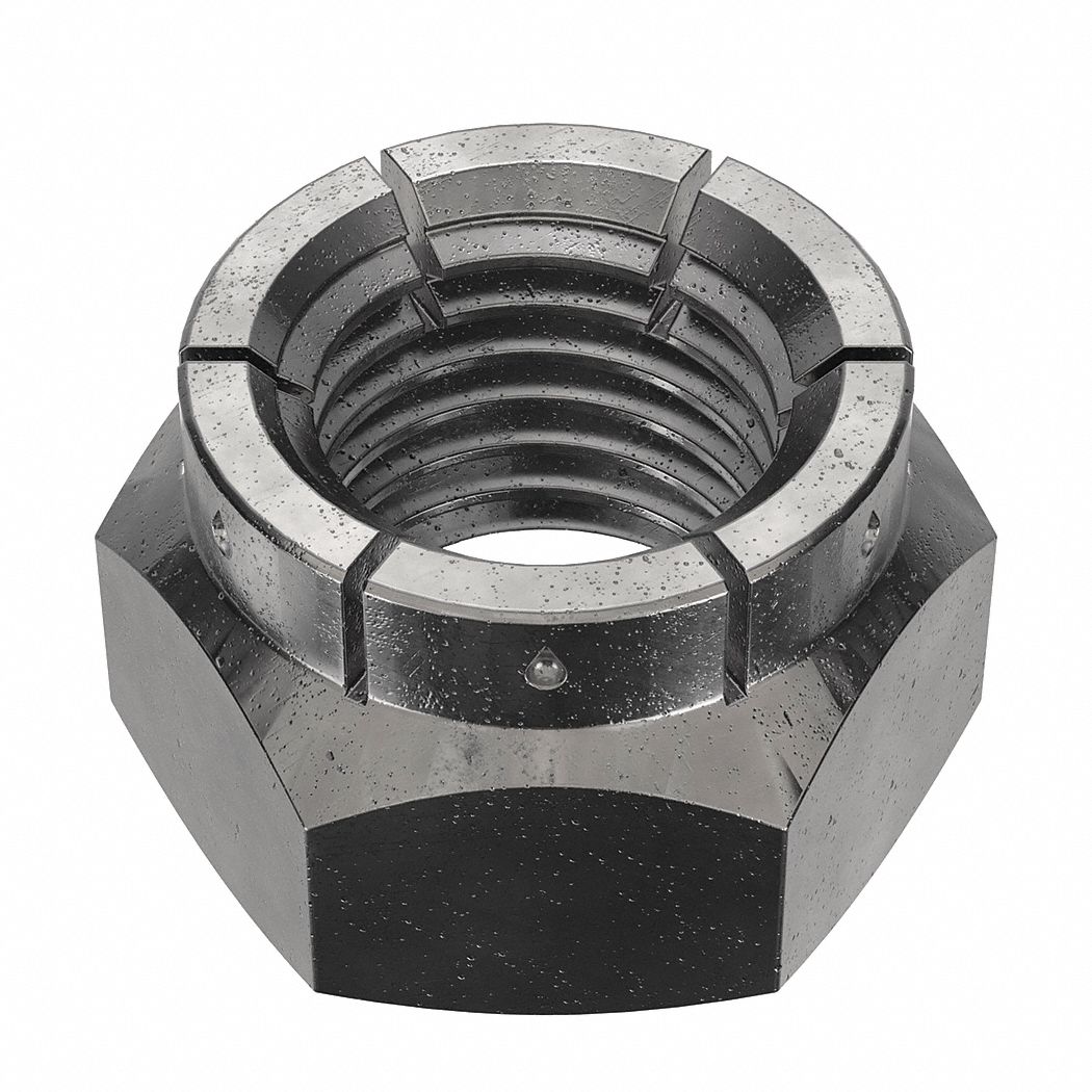 Lock Nut: Flex Top, Heavy Hex, 1"-8 Thread Size, Steel, Grade 2, Black Oxide, 1 1/2 in Hex Wd, 5 PK