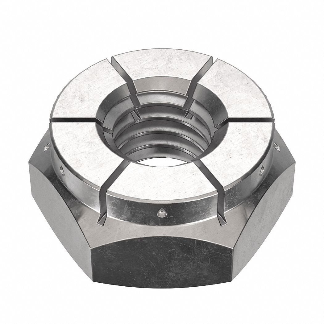 Lock Nut: Flex Top, Jam Hex, #10-32 Thread Size, Stainless Steel, 18-8, Plain, 3/8 in Hex Wd, 100 PK