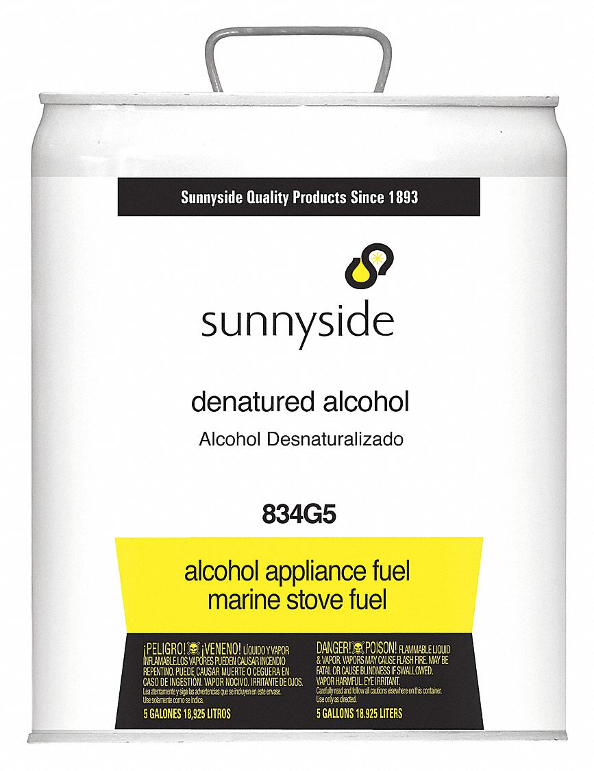 SUNNYSIDE Denatured Alcohol, 5 gal, Fuel, Exempt, Alcohol Appliance