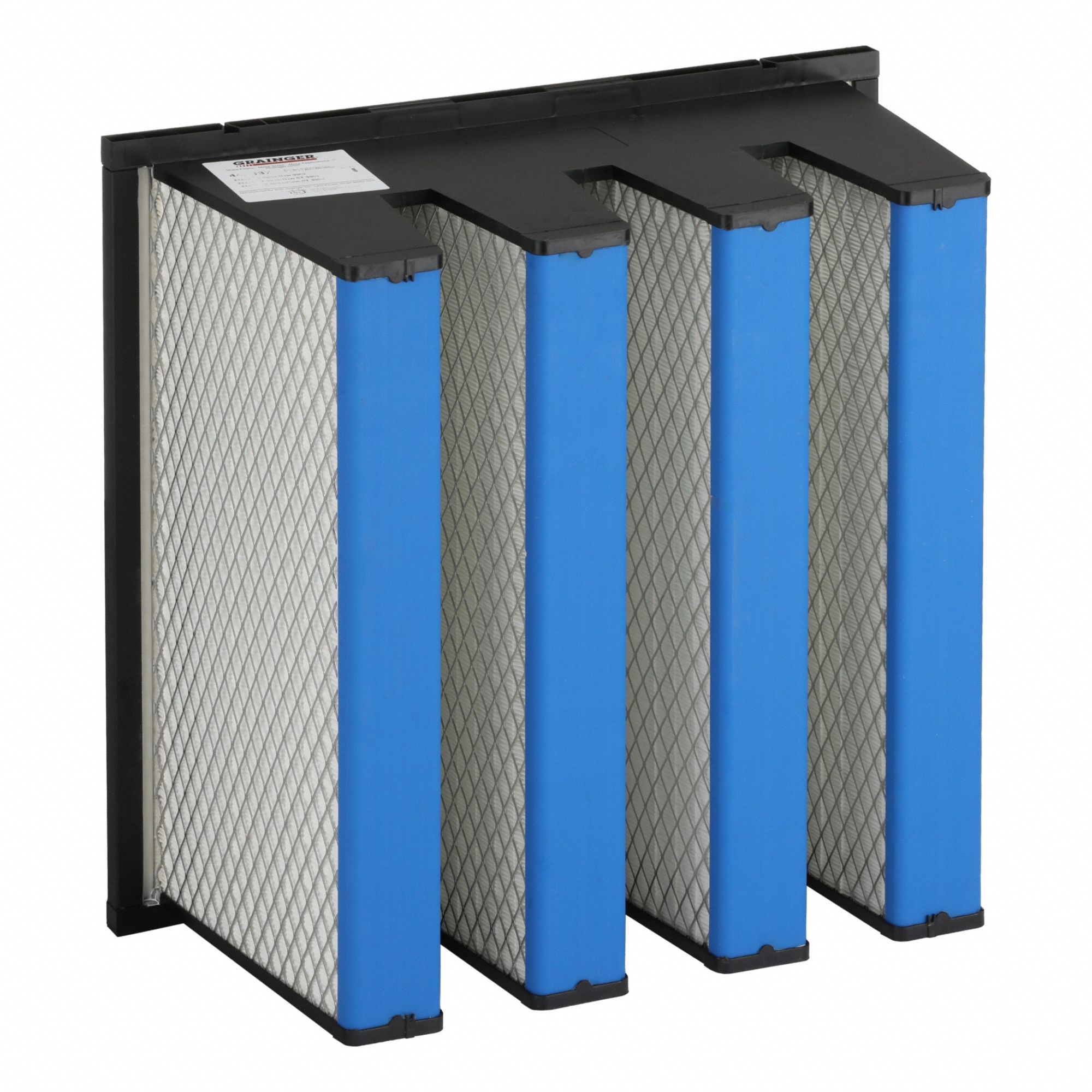 V-Bank Air Filter: 24 in x 24 in x 12 in, Fiberglass, Single Header, 4 Vs, MERV 14