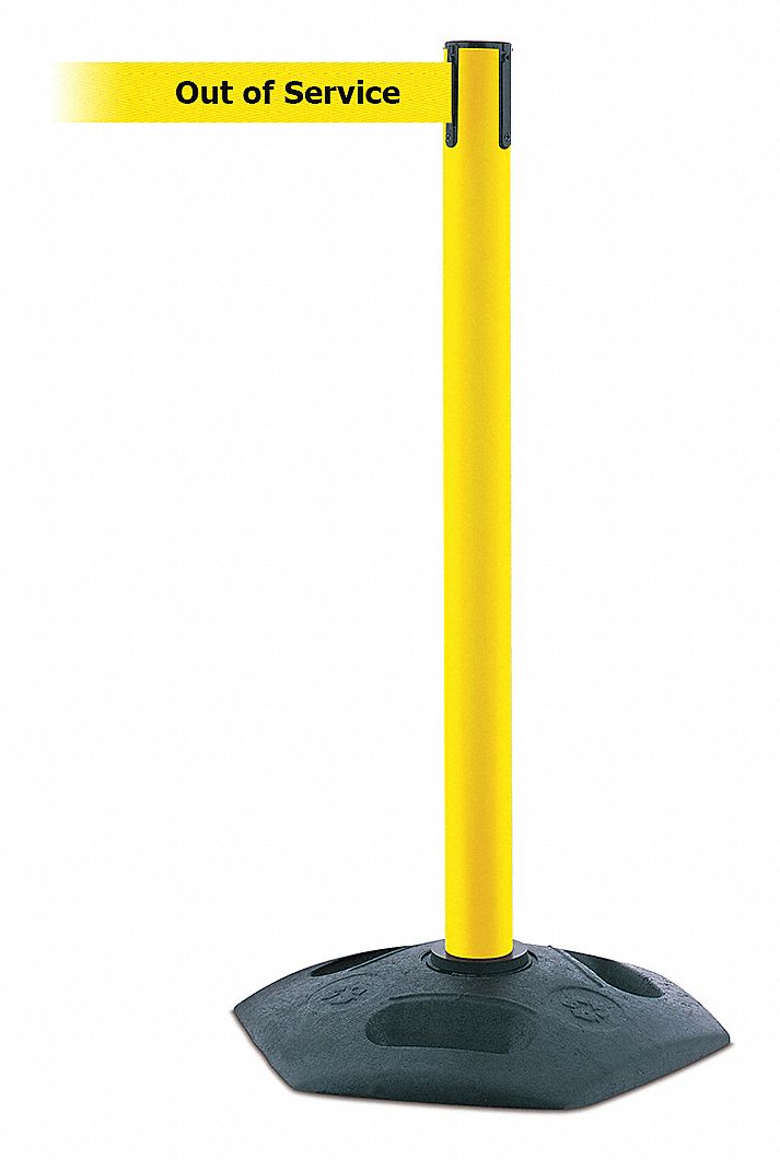 Barrier Post w/Belt, Yellow w/Black Text