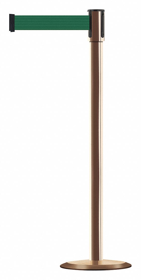 Slimline Post, Dark Green, Polished Brass