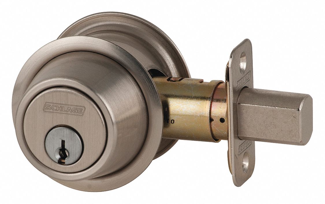 SCHLAGE DEADBOLT DOUBLE CYLINDER,SATIN NCKL FNSH - 4178