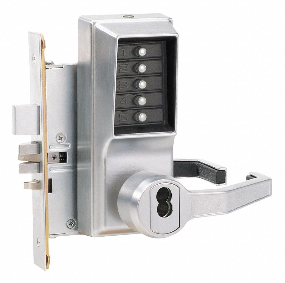 KABA SIMPLEX, ADA Compliant, Chrome, Mechanical Push Button Lockset ...