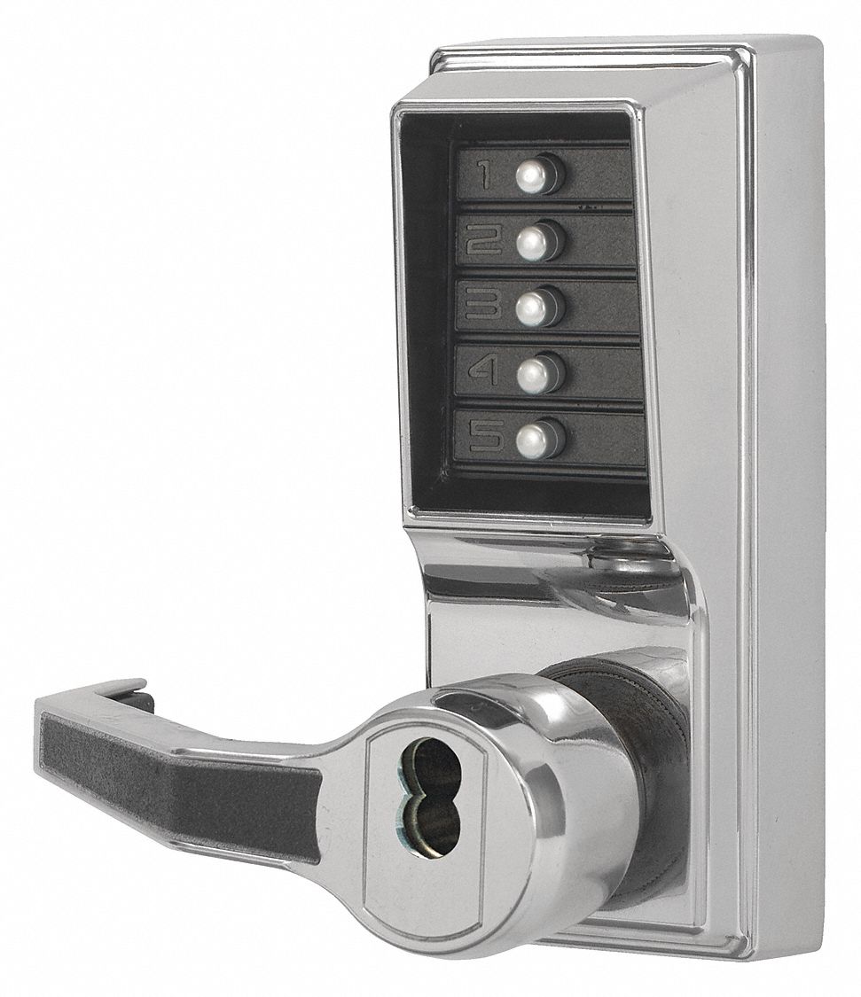 KABA SIMPLEX, ADA Compliant, Chrome, Mechanical Push Button Lockset ...