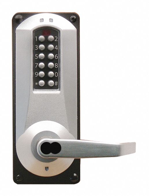 Electronic Locks: Storeroom, Keypad, Mortise Mounting, Metal, Satin Chrome, Lever, 5000