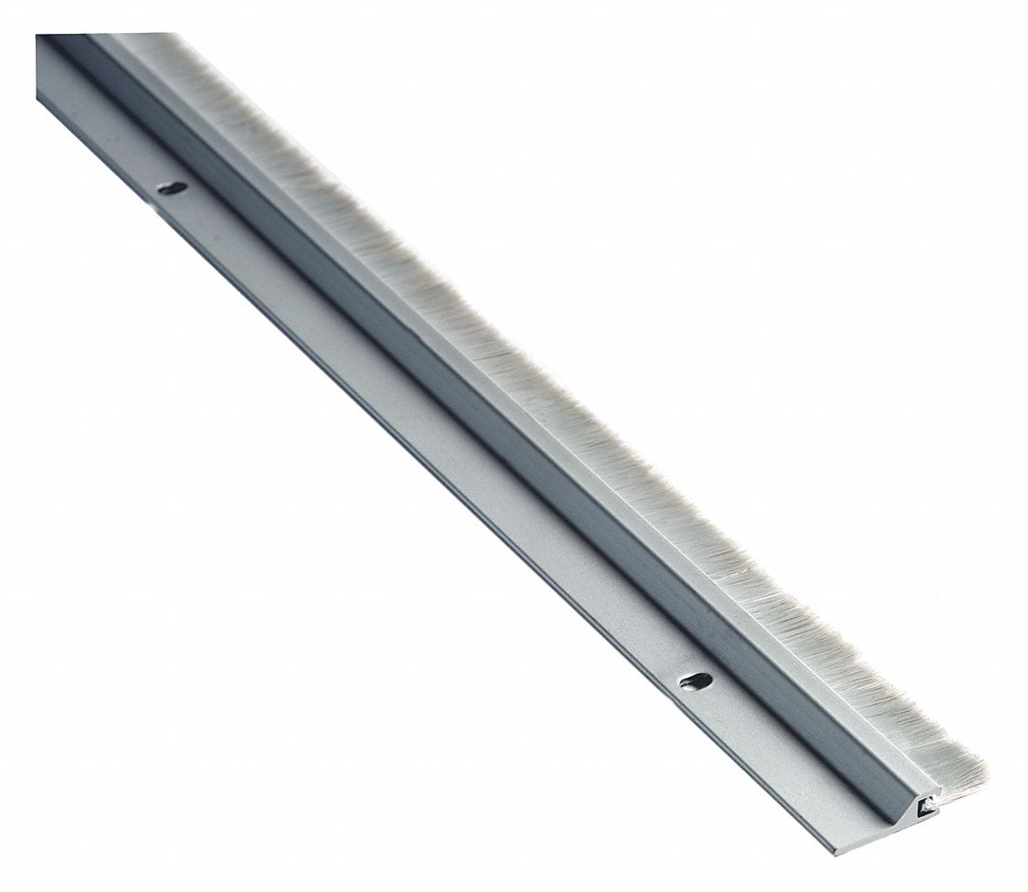 Automatic Door Bottom: Brush Insert, Aluminum, 48 in Lg, 1 5/8 in Wd, Aluminum