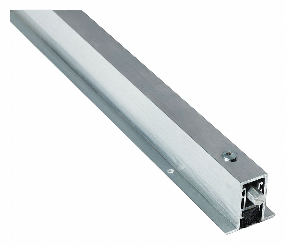 Automatic Door Bottom: Single Fin Insert, Aluminum, 36 in Lg, 1 1/2 in Wd, Black