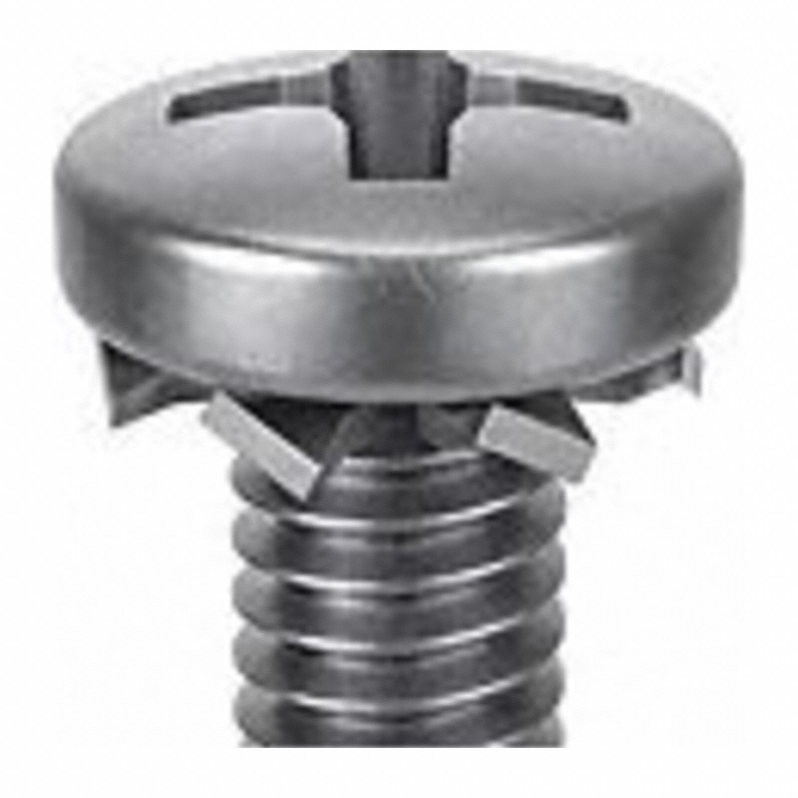 SEMS Screw: External Tooth, M4x0.70 Thread Size, 6 mm Lg, Stainless Steel, Passivated, Pan, 10 PK