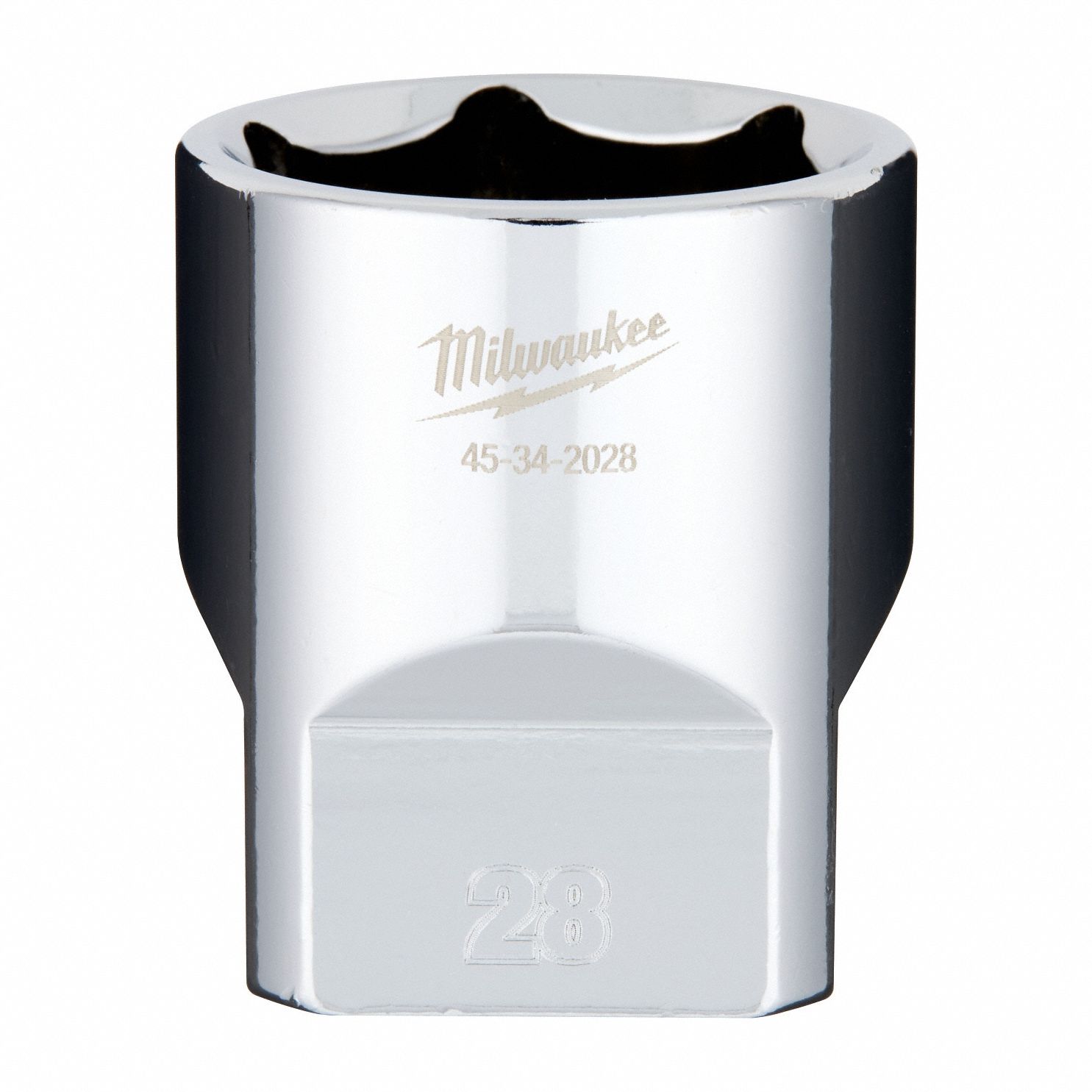 Socket Extension: Metric, 1/2 in Drive Size, 28 mm Socket Size, 6-Point, Std, Chrome